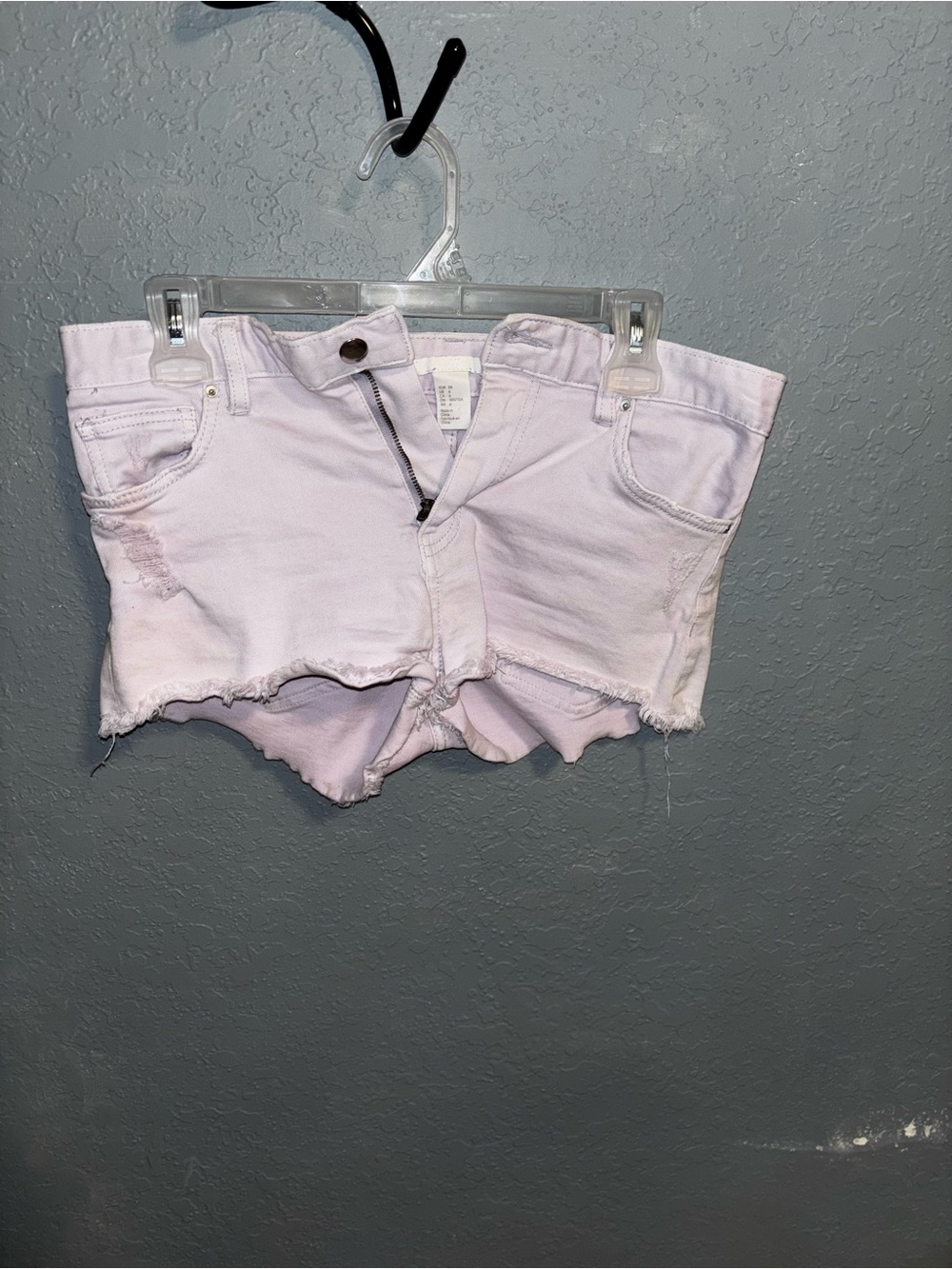 H&M Pale Pink/Purple Frayed Hem Denim Cutoff Shorts